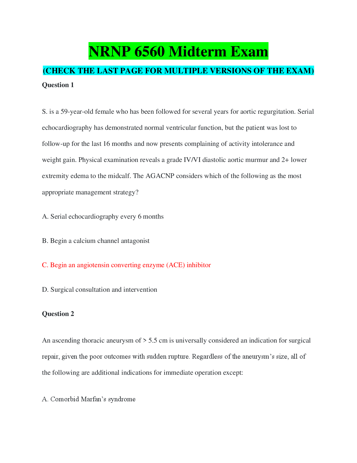 Recommended document preview for NRNP_6560_Midterm_Exam_2023__Walden_University__NRNP6560_Midterm_Exam___NRNP_6560_Week_6_Midterm_Exa