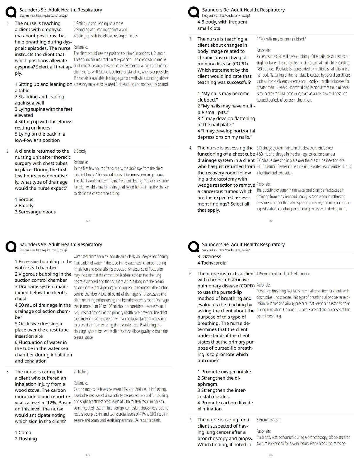 Recommended document preview for Saunders 9e Adult Health Respiratory / NCLEX Questions and Answers / Latest 2026 Test Bank
