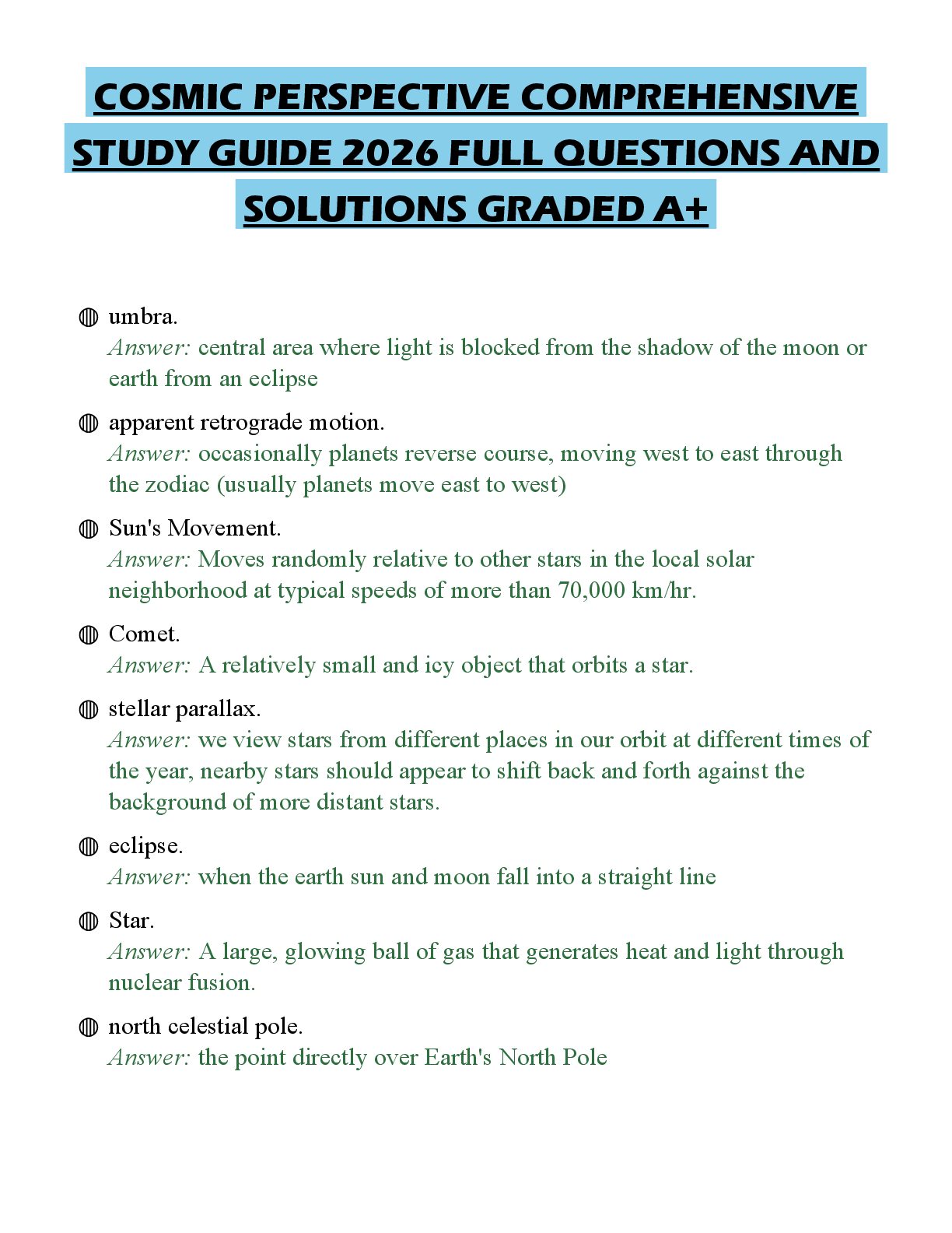 Recommended document preview for COSMIC PERSPECTIVE COMPREHENSIVE STUDY GUIDE 2026 FULL QUESTIONS AND SOLUTIONS GRADED A+