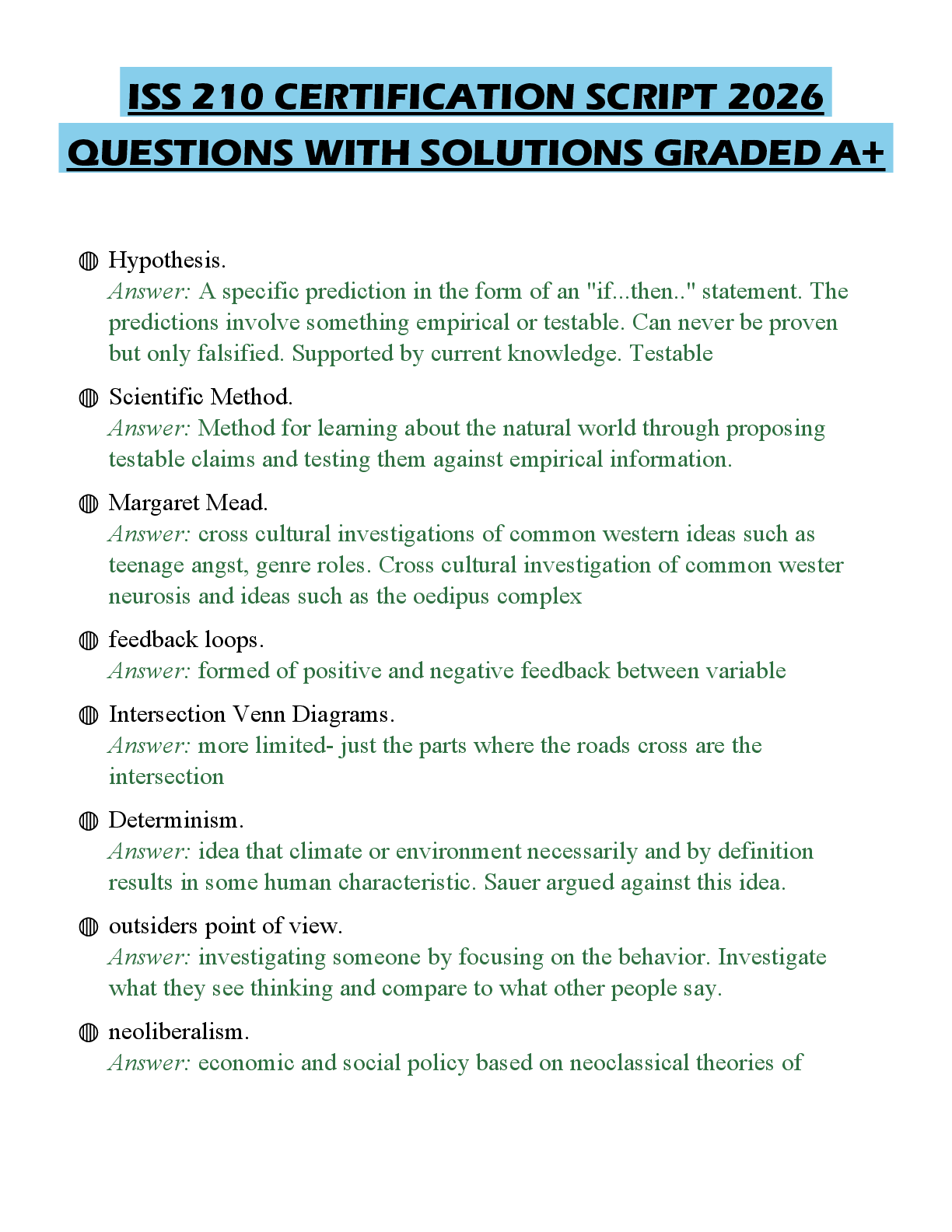 ISS 210 CERTIFICATION SCRIPT 2026 QUESTIONS WITH SOLUTIONS GRADED A+