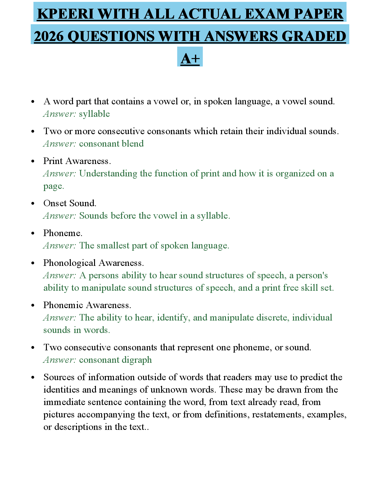 Recommended document preview for KPEERI WITH ALL COMPREHENSIVE STUDY GUIDE 2026 FULL QUESTIONS AND SOLUTIONS GRADED A+