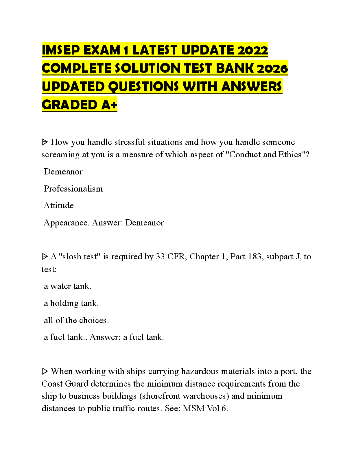Recommended document preview for INFECTION CONTROL AND SAFETY STANDARDS IN HEALTHCARE ACTUAL PAPER 2026 QUESTIONS WITH ANSWERS GRADED A+