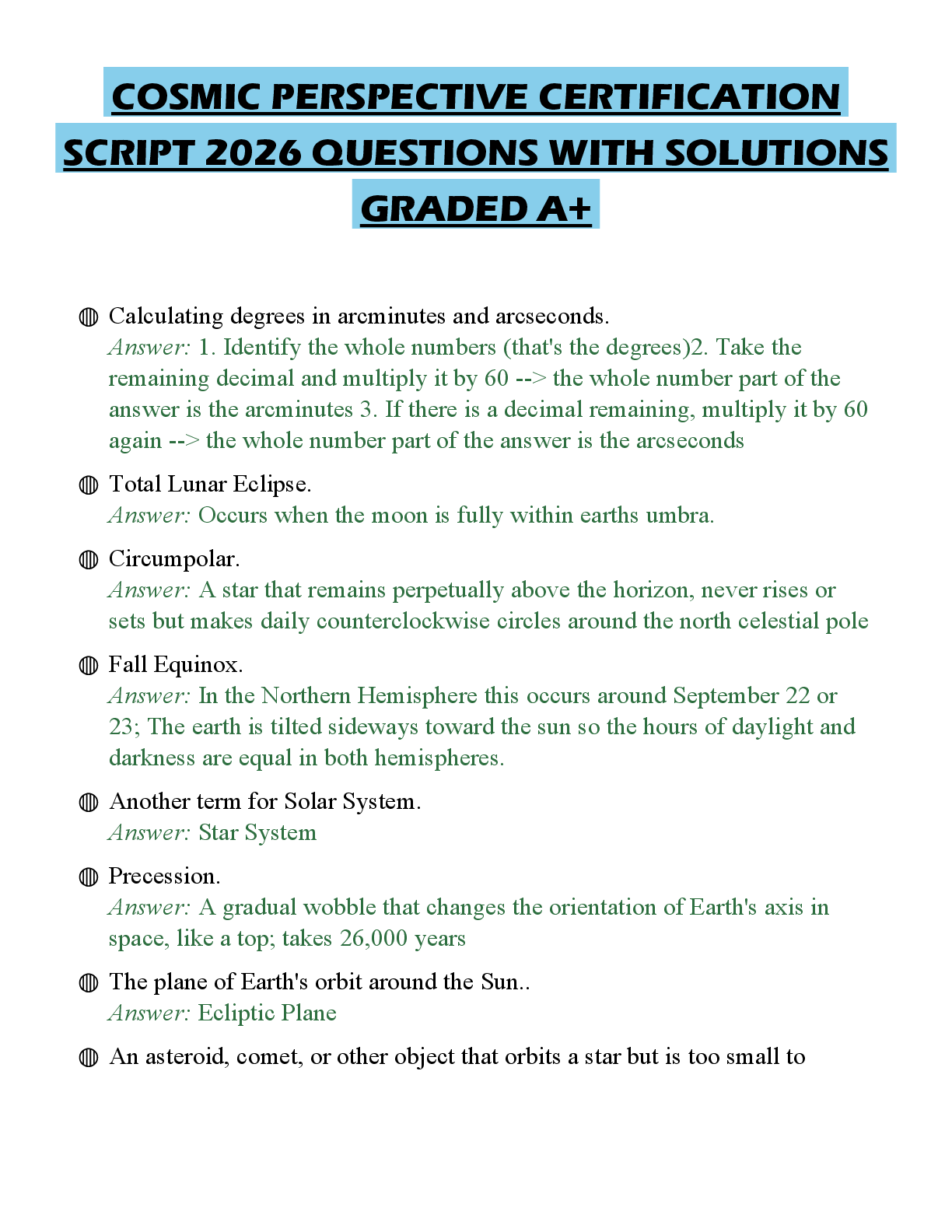 Recommended document preview for COSMIC PERSPECTIVE CERTIFICATION SCRIPT 2026 QUESTIONS WITH SOLUTIONS GRADED A+