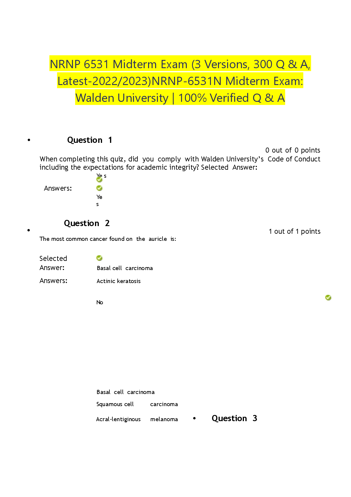 Preview of NRNP_6531_Midterm_Exam__3_Versions__300_Q___A__Latest_2022_2023_NRNP_6531N_Midterm_Exam_Wa