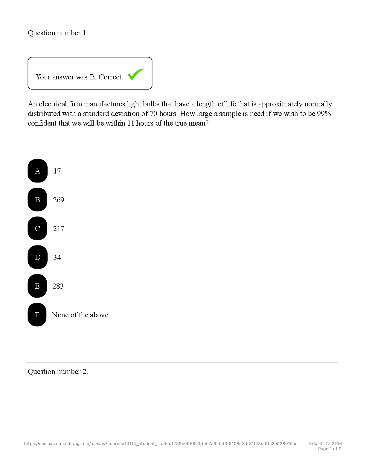 Recommended document preview for MATH 3339 - Statistics for the Sciences Test 2