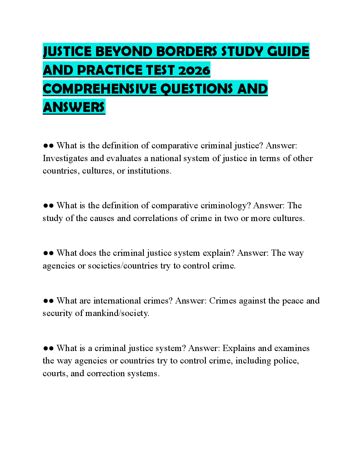 Recommended document preview for JUSTICE BEYOND BORDERS EXAM PREP COMPLETE QUESTION BANK 2026 VERIFIED ANSWERS