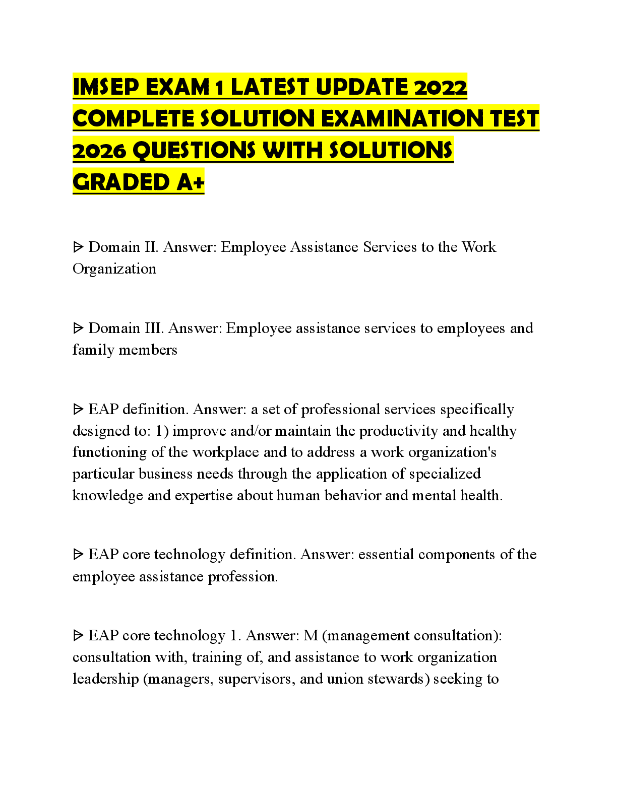 Recommended document preview for IMSEP EXAM 1 LATEST UPDATE 2022 COMPLETE SOLUTION FINAL SCRIPT 2026 FULL SOLUTIONS AND CORRECT ANSWERS GRADED A+