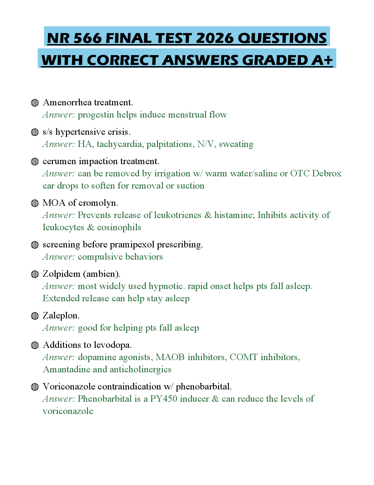 Recommended document preview for NR 566 FINAL TEST 2026 QUESTIONS WITH CORRECT ANSWERS GRADED A+