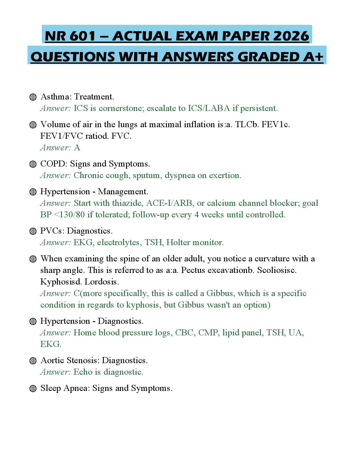 Recommended document preview for NR 601 – ACTUAL EXAM PAPER 2026 QUESTIONS WITH ANSWERS GRADED A+