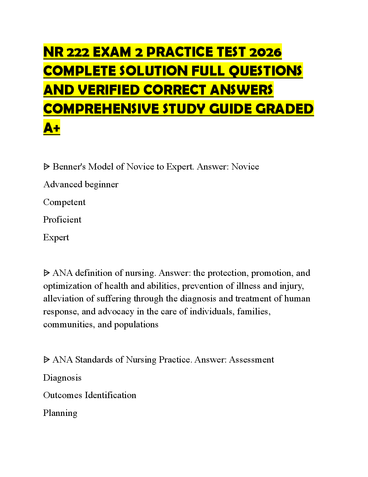 Preview of NR 222 EXAM 2 PRACTICE TEST 2026 COMPLETE SOLUTION FULL QUESTIONS AND VERIFIED CORRECT ANS