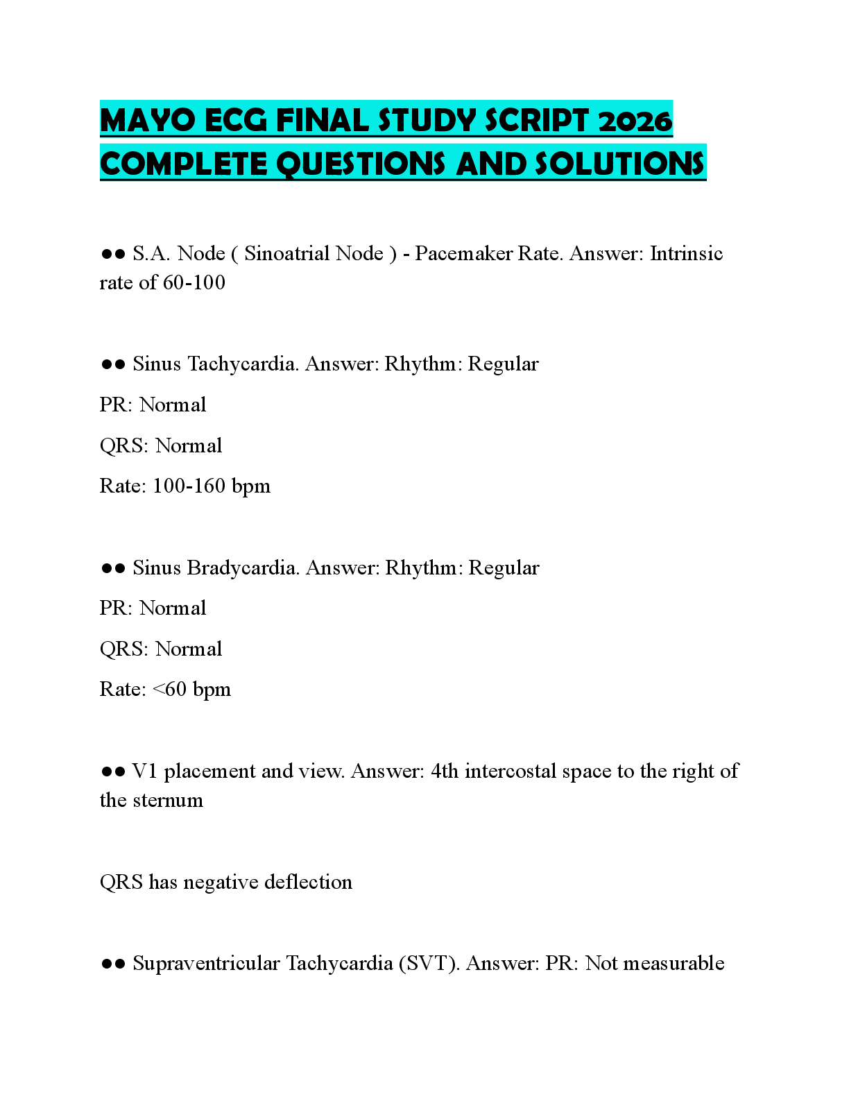 Recommended document preview for MAYO ECG FINAL STUDY SCRIPT 2026 COMPLETE QUESTIONS AND SOLUTIONS