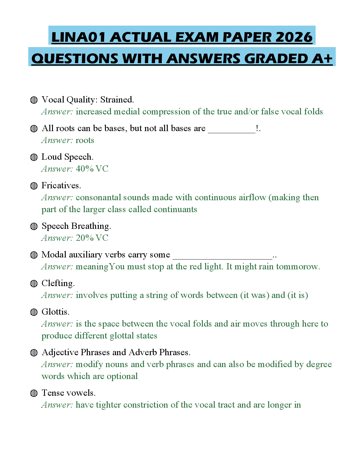 Recommended document preview for LINA01 ACTUAL EXAM PAPER 2026 QUESTIONS WITH ANSWERS GRADED A+