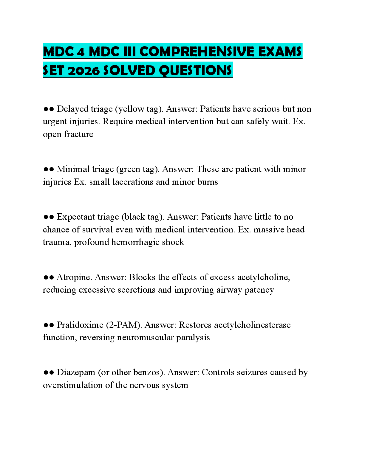 Preview of MDC 4 MDC III COMPREHENSIVE EXAMS SET 2026 SOLVED QUESTIONS