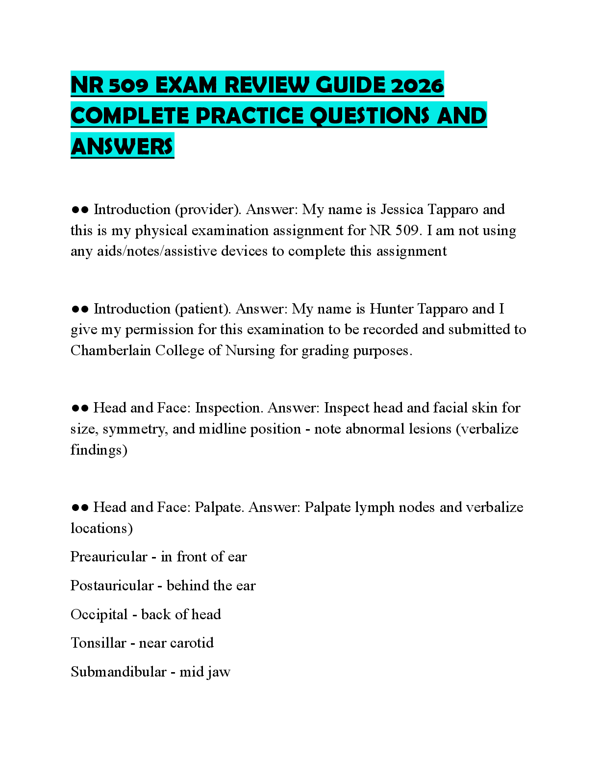 Preview of NR 509 EXAM REVIEW GUIDE 2026 COMPLETE PRACTICE QUESTIONS AND ANSWERS