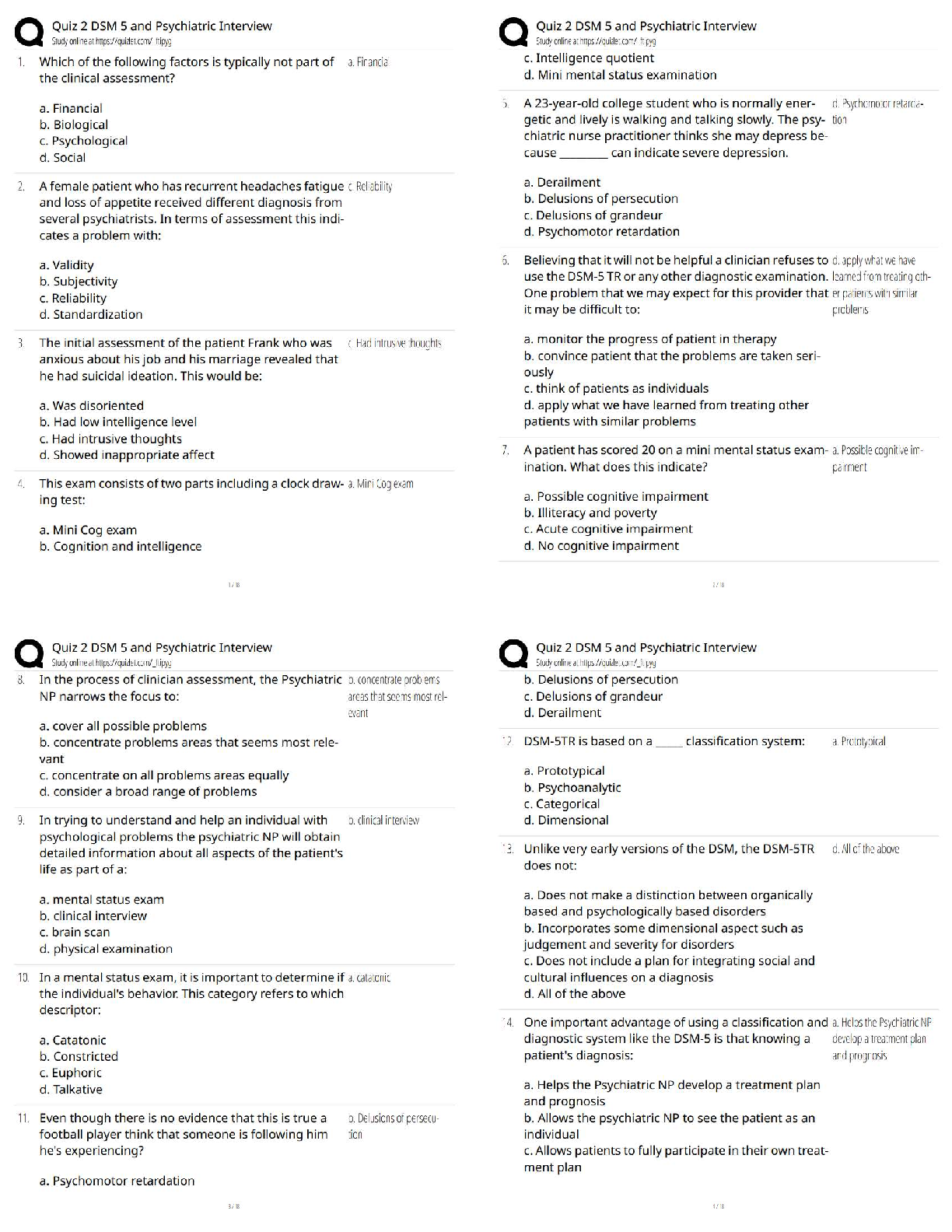 Recommended document preview for Quiz 2 DSM-5 and Psychiatric Interview / Score 100% / New Version 2026 Update / Verified Questions and Answers