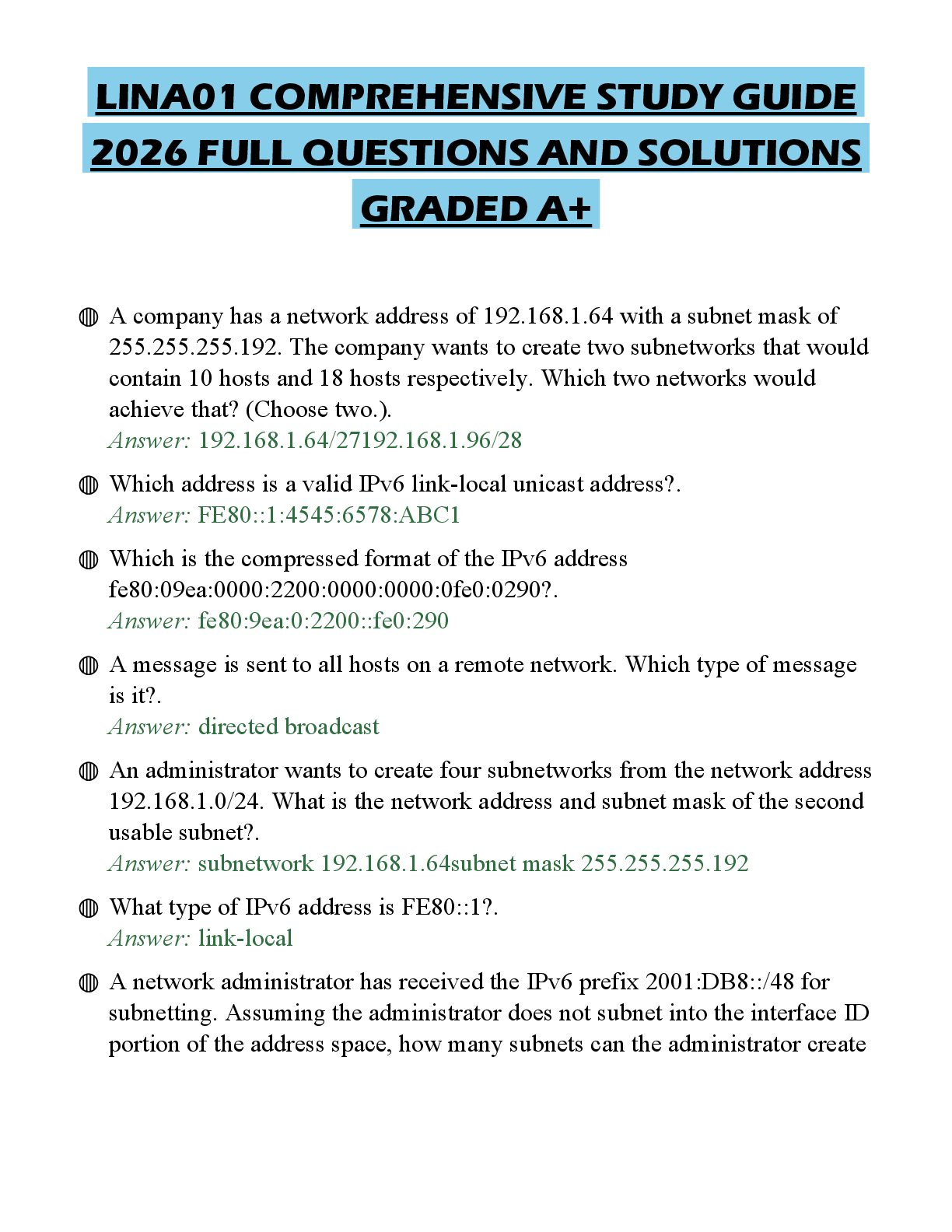 Recommended document preview for LINA01 COMPREHENSIVE STUDY GUIDE 2026 FULL QUESTIONS AND SOLUTIONS GRADED A+
