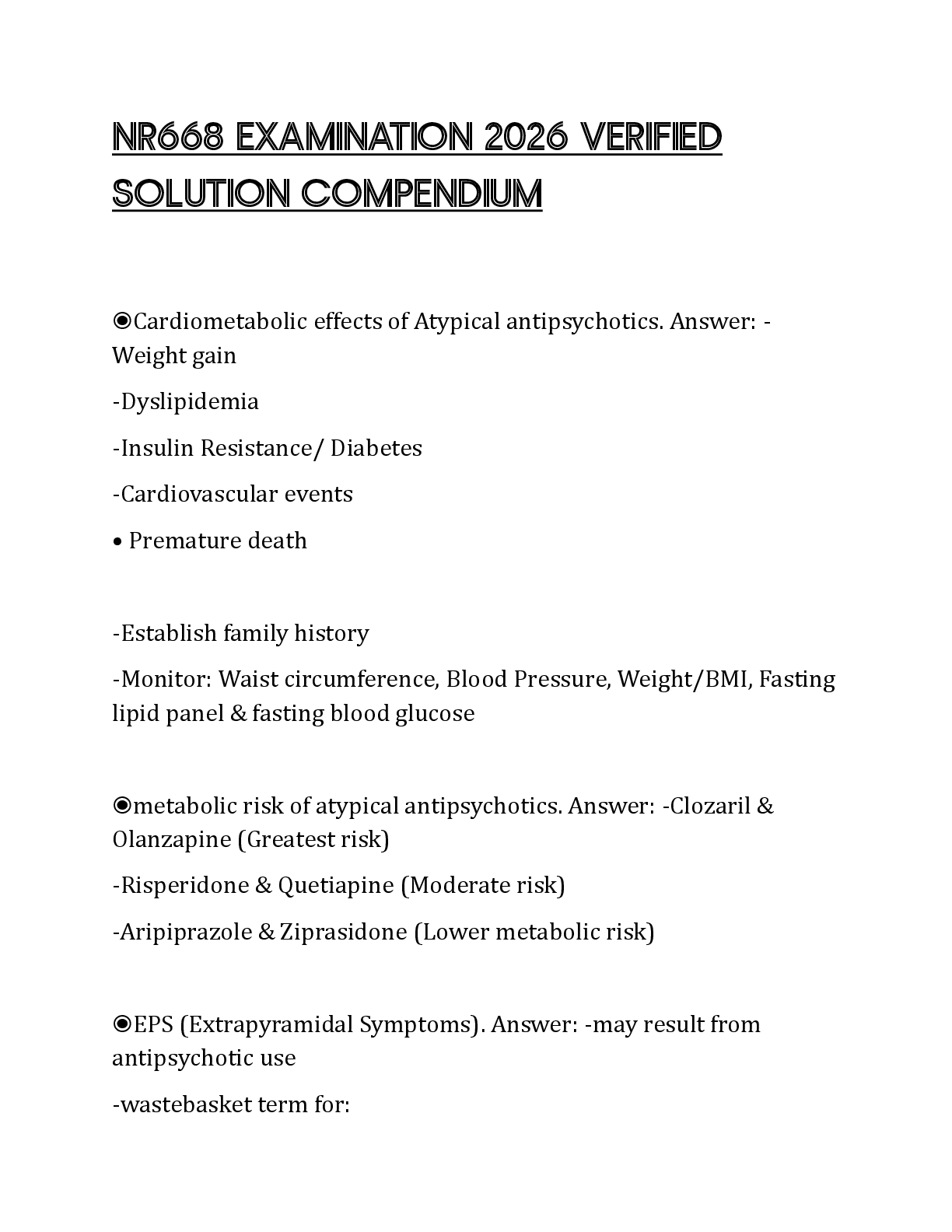 NR668 EXAMINATION 2026 VERIFIED SOLUTION COMPENDIUM