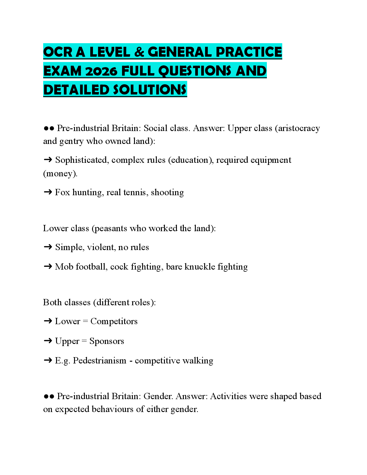 Preview of OCR A LEVEL & GENERAL PRACTICE EXAM 2026 FULL QUESTIONS AND DETAILED SOLUTIONS