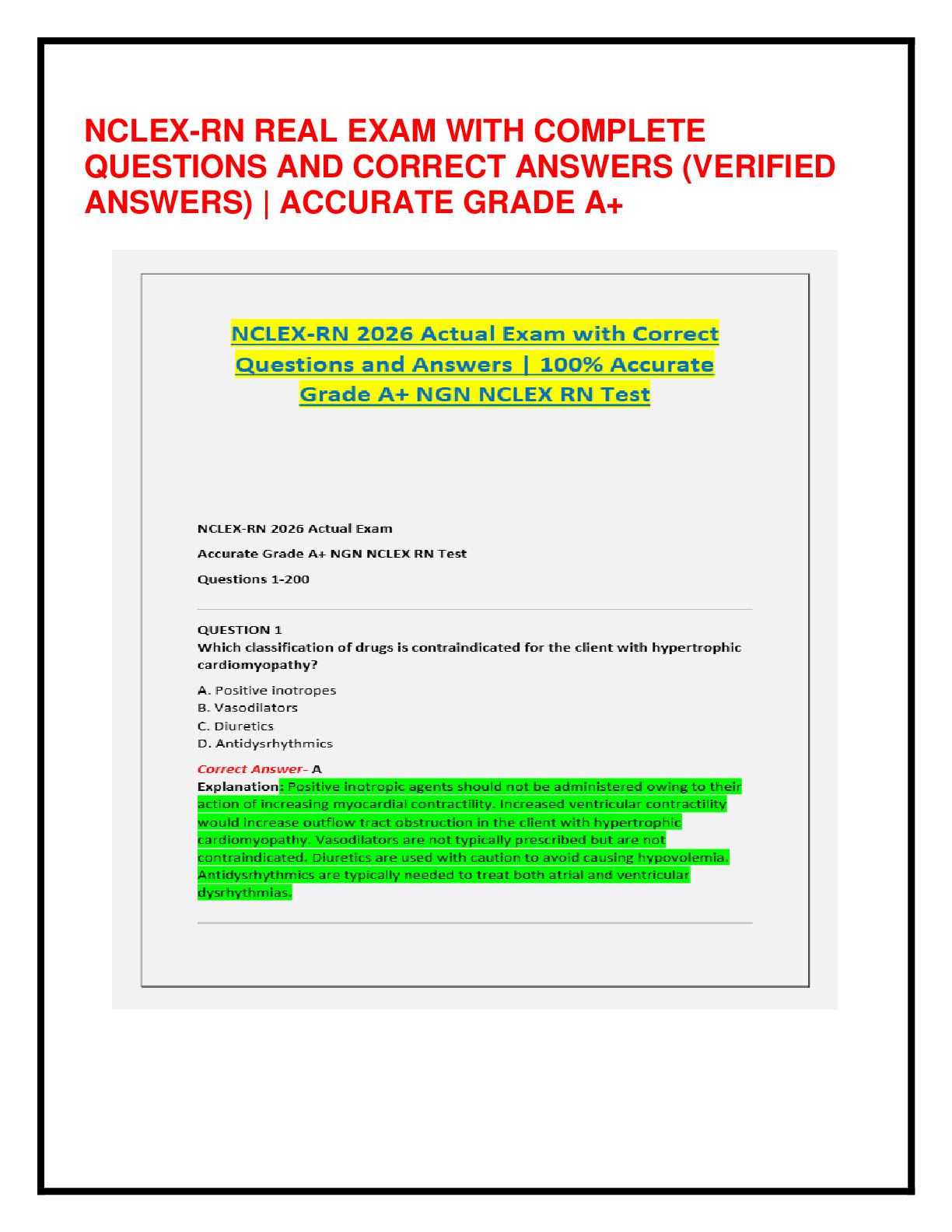 Preview image for NCLEX-RN REAL EXAM WITH COMPLETE QUESTIONS AND CORRECT ANSWERS (VERIFIED ANSWERS) | ACCURATE GRADE A+
