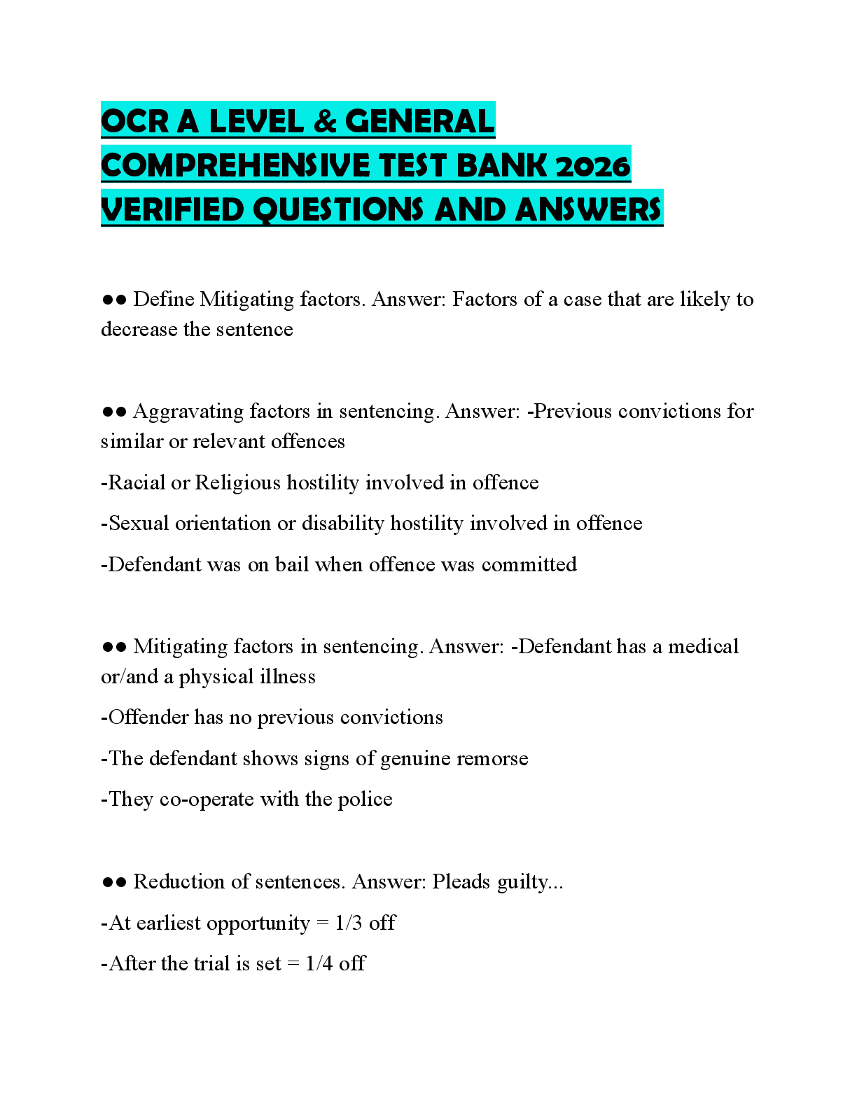 Recommended document preview for OCR A LEVEL & GENERAL COMPREHENSIVE TEST BANK 2026 VERIFIED QUESTIONS AND ANSWERS