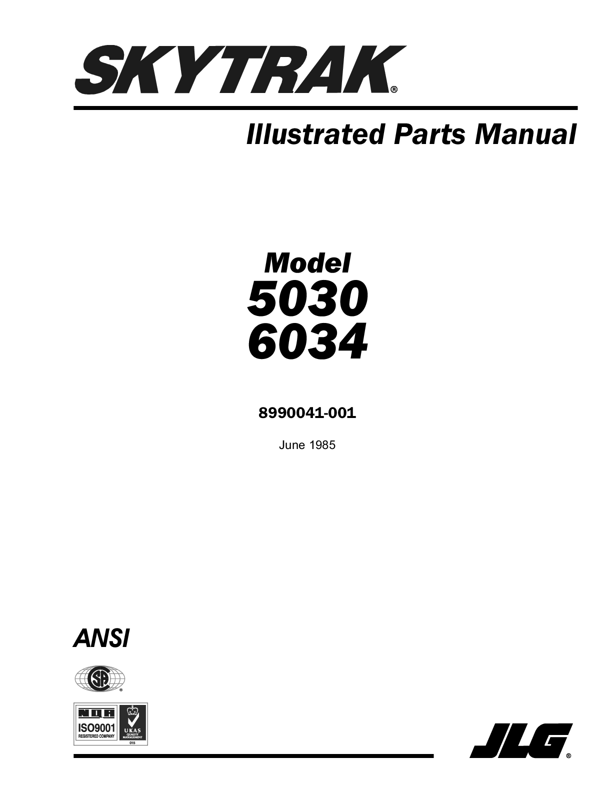 Recommended document preview for JLG 5030 6034 SkyTrak Telehandler Parts Manual