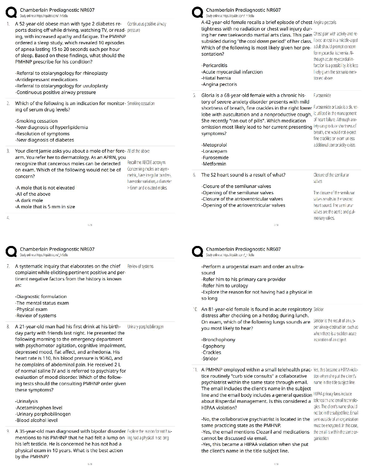 Recommended document preview for Chamberlain NR607 Prediagnostic Exam / Score 100% / 2025-2026 Updated Test Bank