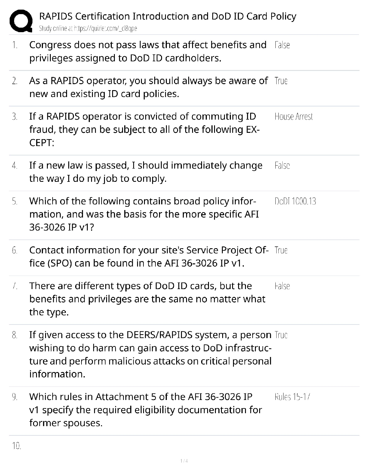 Recommended document preview for RAPIDS / Score 100% / New Version 2025 Update / Study Guide & Test Bank / RAPIDS Certification Introduction & DoD ID Card Policy