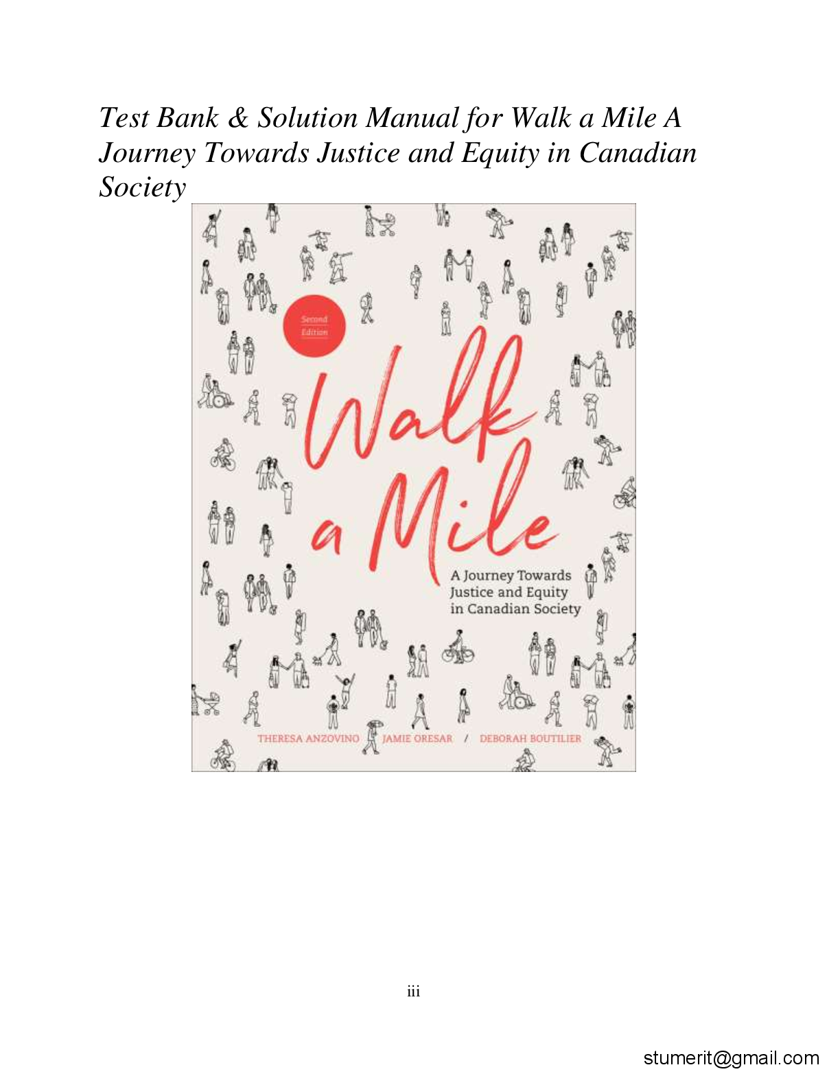 Recommended document preview for Test Bank & Solution Manual for Walk a Mile A  Journey Towards Justice and Equity in Canadian  Society