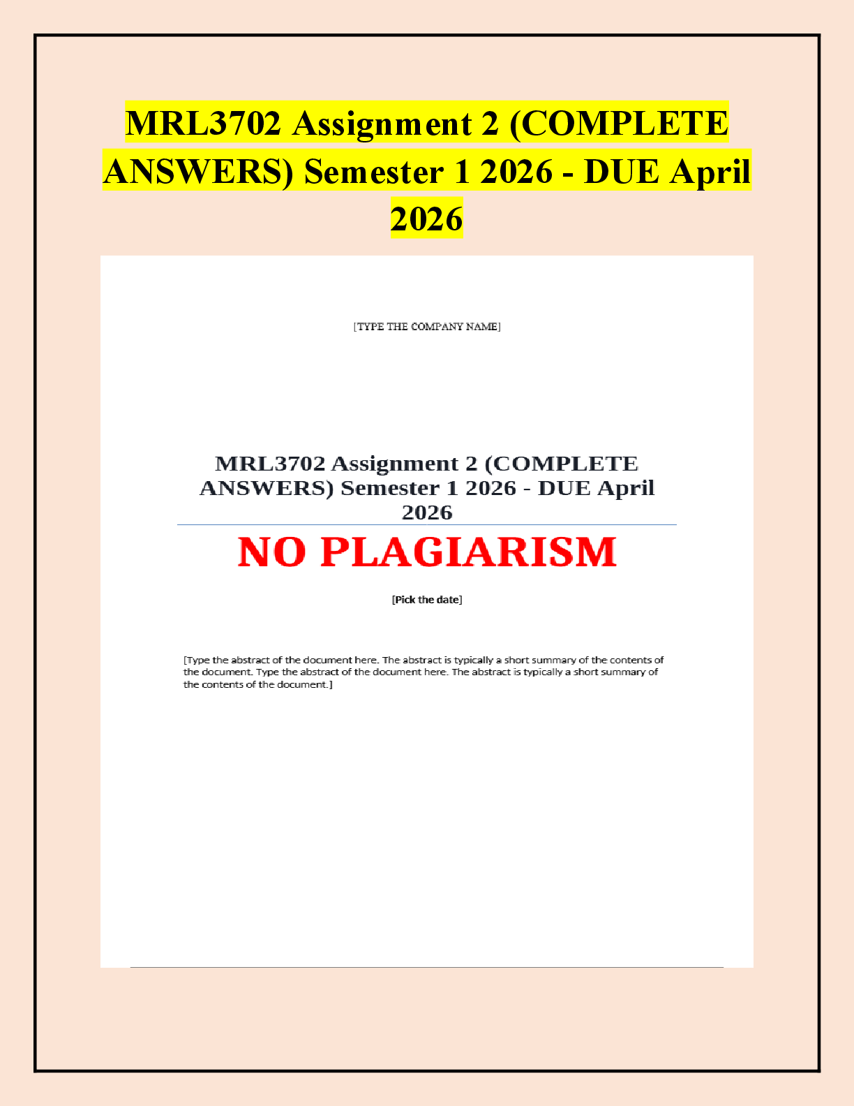 Preview of MRL3702 Assignment 2 (COMPLETE ANSWERS) Semester 1 2026 - DUE April 2026