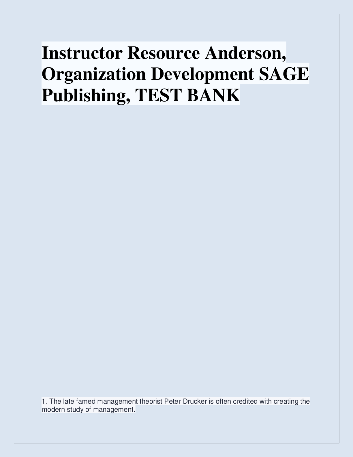 Preview of Instructor Resource Anderson,  Organization Development SAGE  P