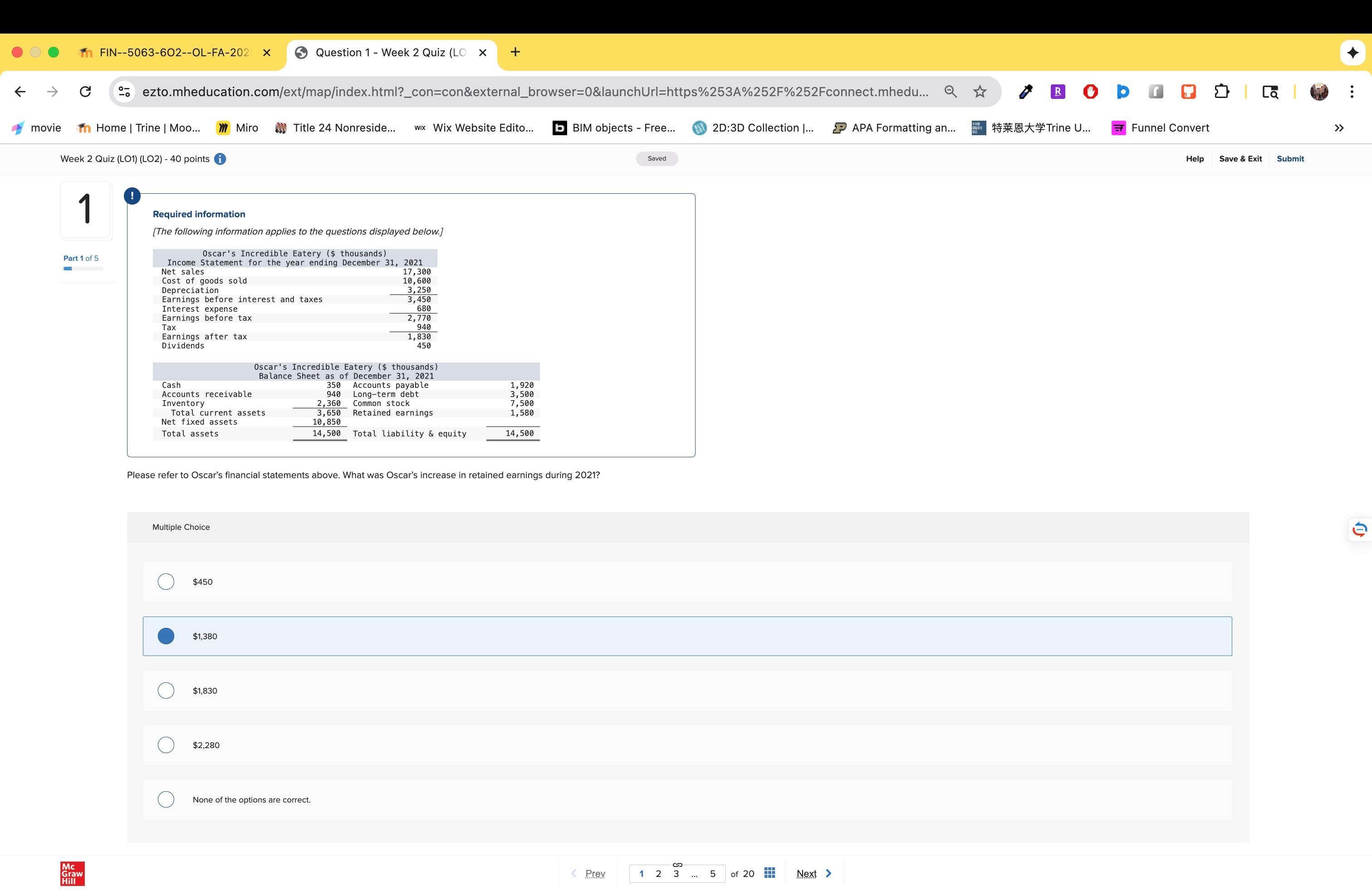 Recommended document preview for FIN 5063 Week 2 Quiz | Trine University