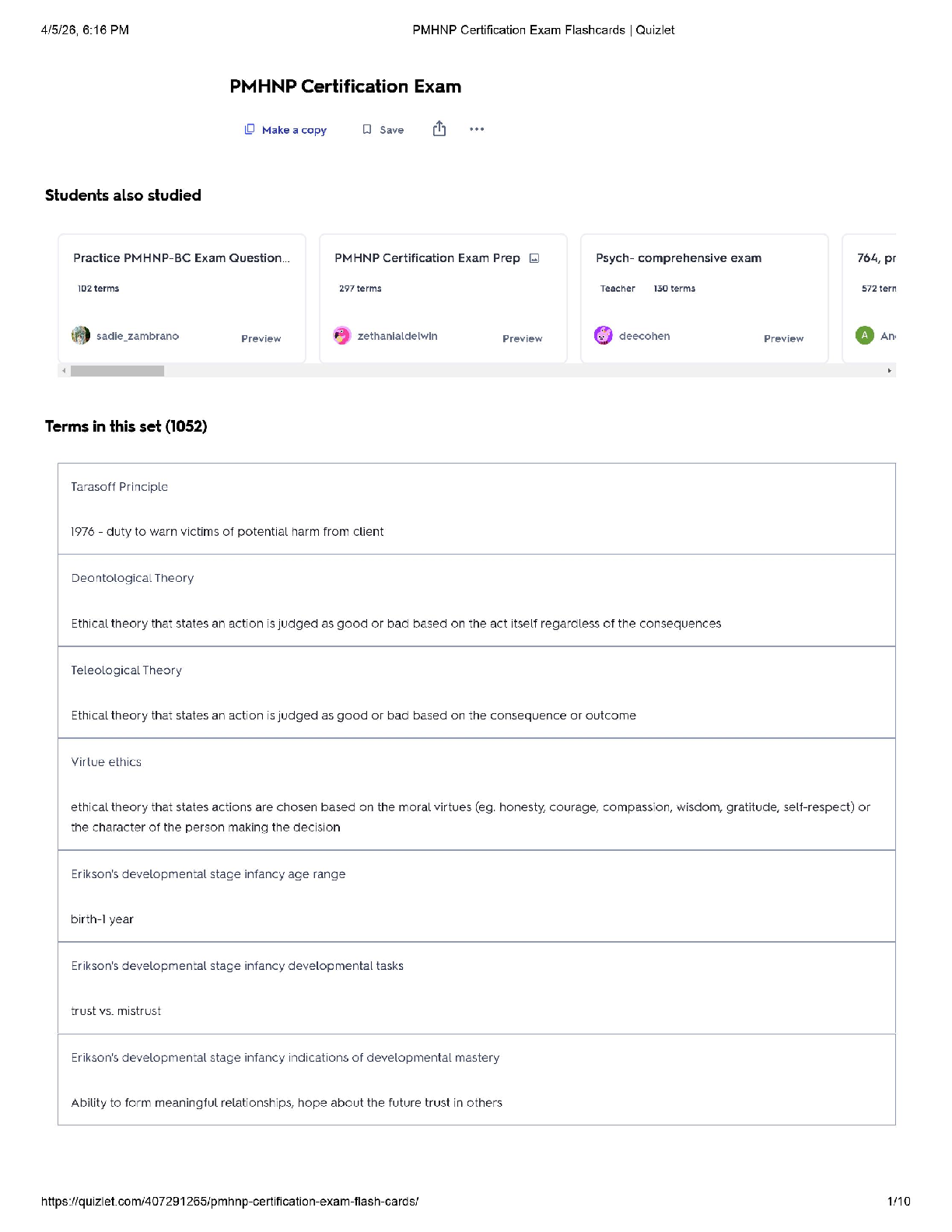 Recommended document preview for PMHNP Certification Exam / Flashcards Quizlet / Study Guide / 2026 Update