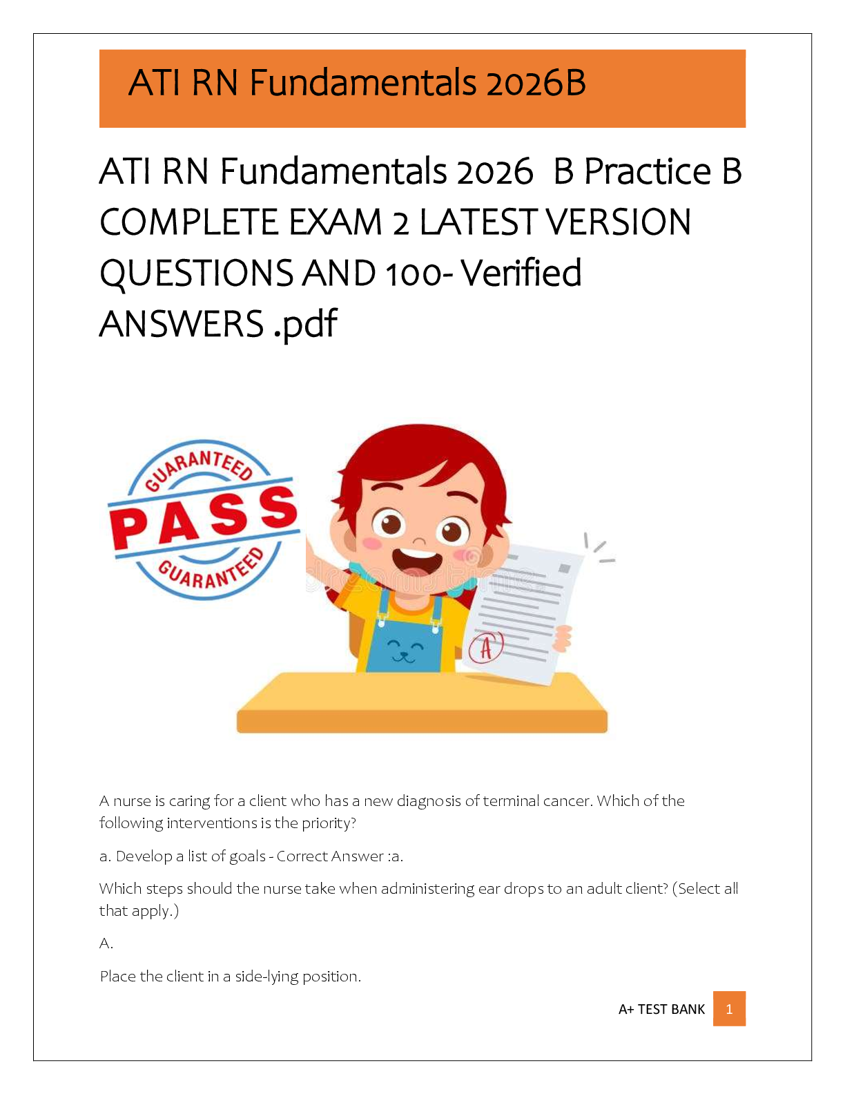 Recommended document preview for ATI RN Fundamentals 2026  B Practice B  COMPLETE EXAM 2 LATEST VERSION  QUESTIONS AND 100- Verified  ANSWERS .pdf