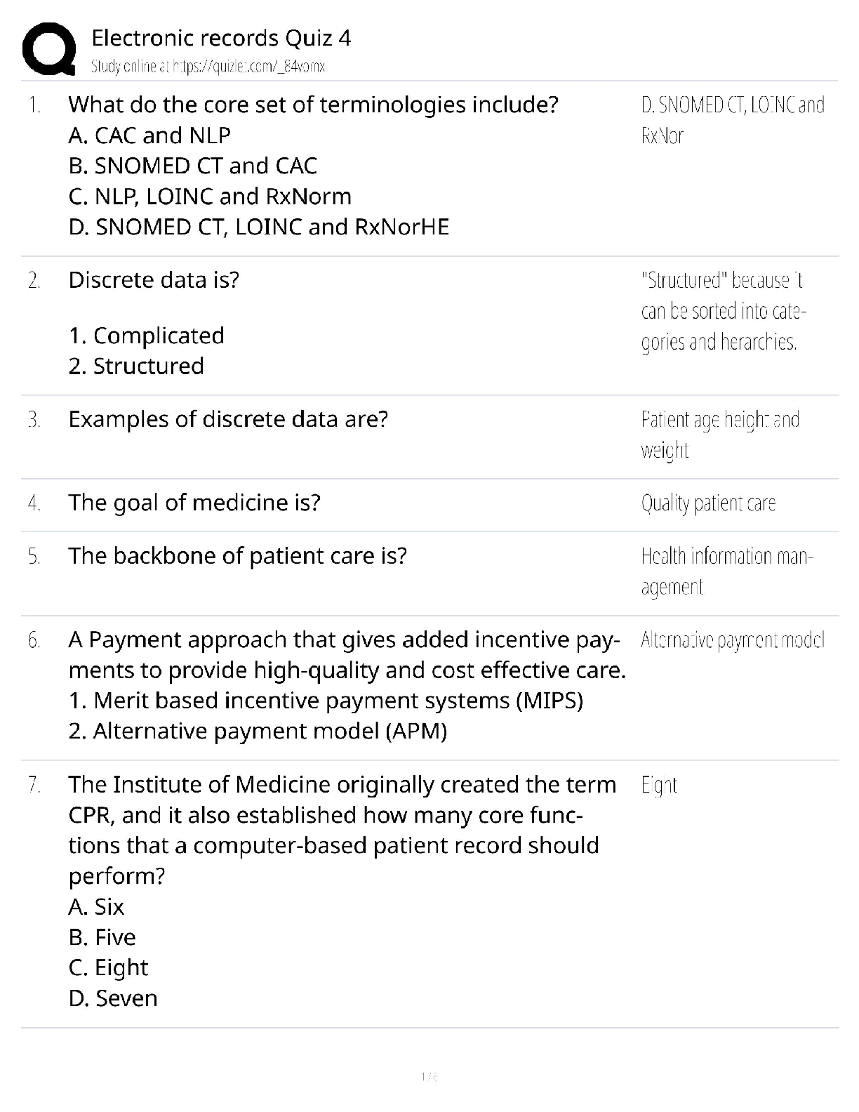 Recommended document preview for Electronic Records Quiz 4 / EHR Certification Prep / Study Guide / 2026 Update