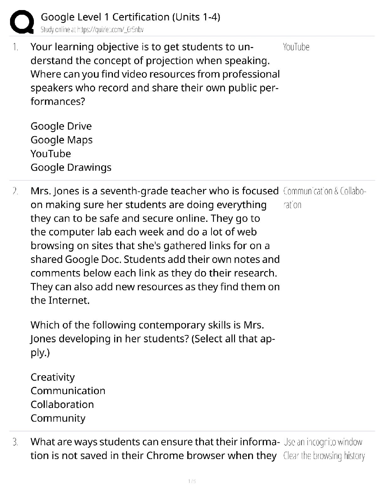 Recommended document preview for Google Level 1 Certification / Units 1-4 Exam Prep / Study Guide 2026 / Score 100%