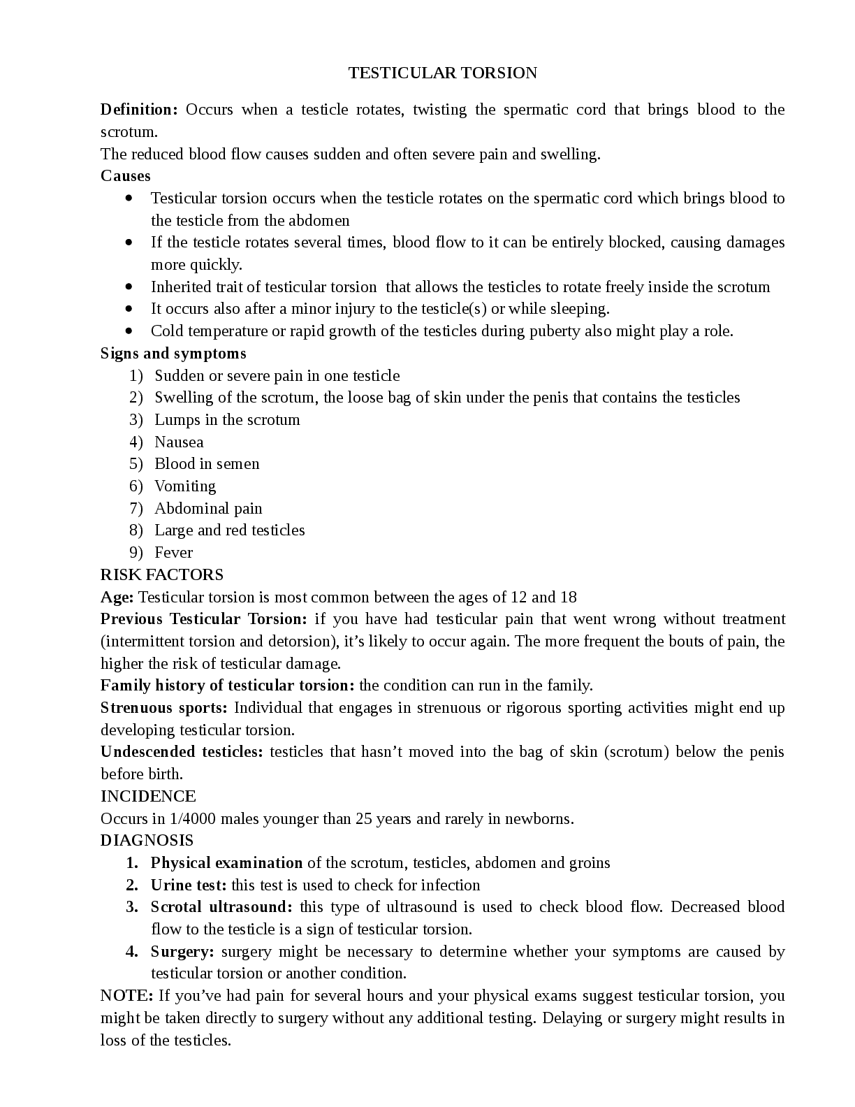 TESTICULAR TORSION