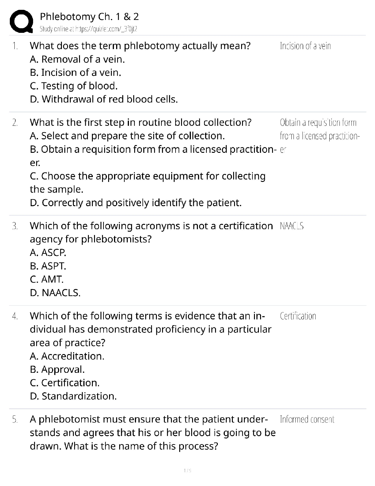 Recommended document preview for Phlebotomy Chapters 1-2 / CPT Exam Prep / Study Guide / 2026 Update