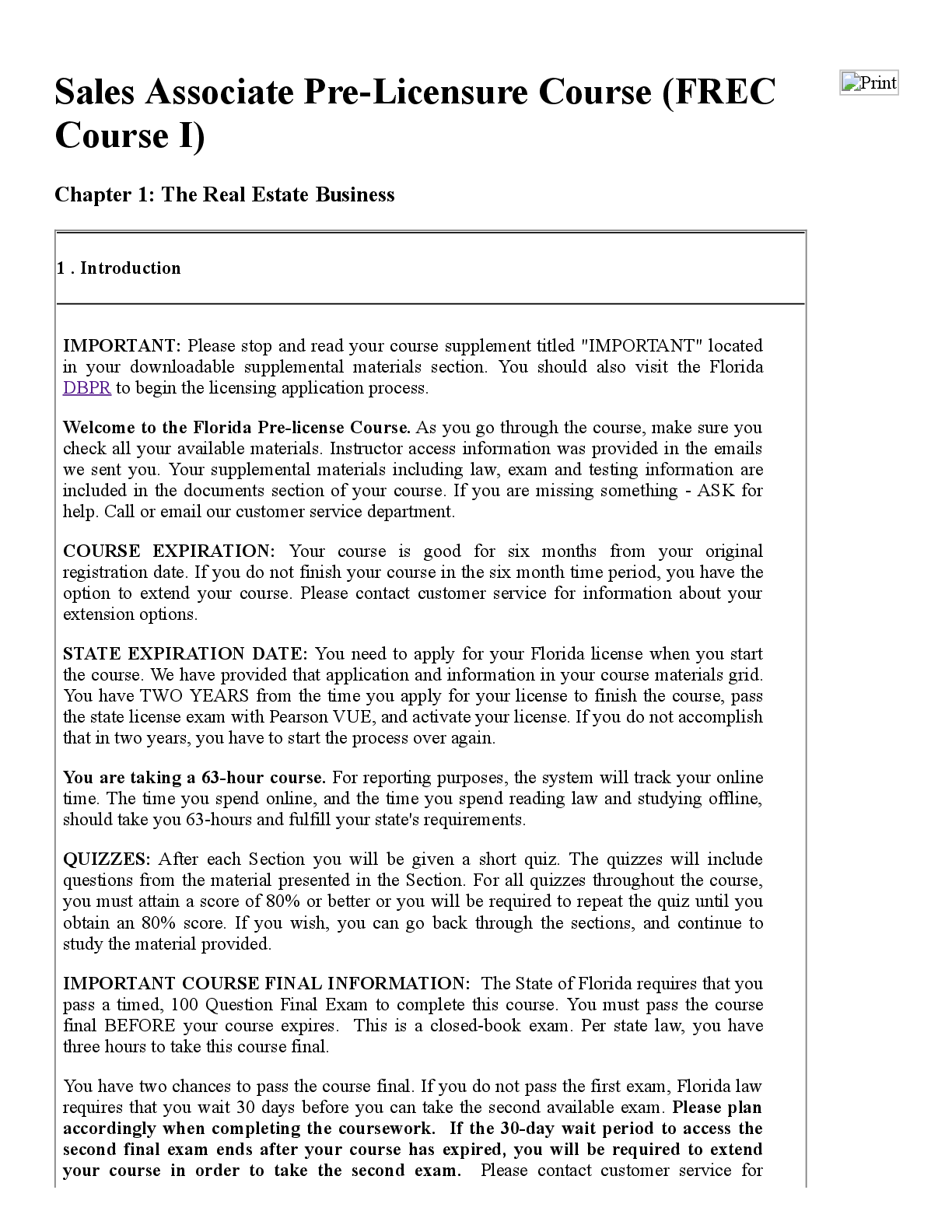 Recommended document preview for Sales Associate Pre-Licensure Course (FREC Course I
