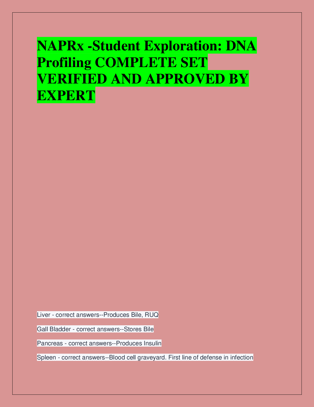 Recommended document preview for NCLEX-RN Test Bank: Geriatric  Nursing & Care of the Older Adult |  High-Yield Questions with Verified  Rationales for 2025/2026 Exam  Success