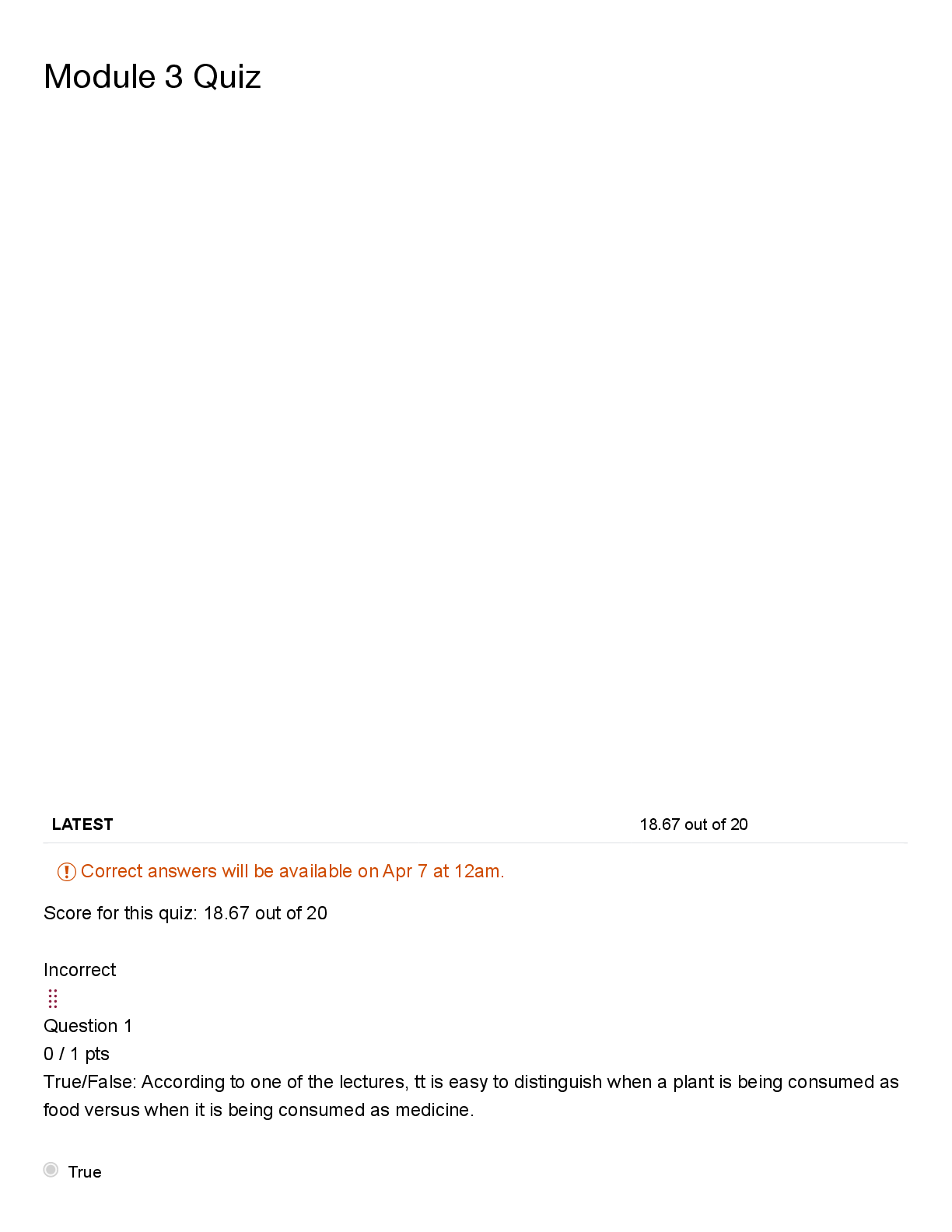 Recommended document preview for ABS 300 Module 3 Quiz | Score 18.67/20 | Arizona State University