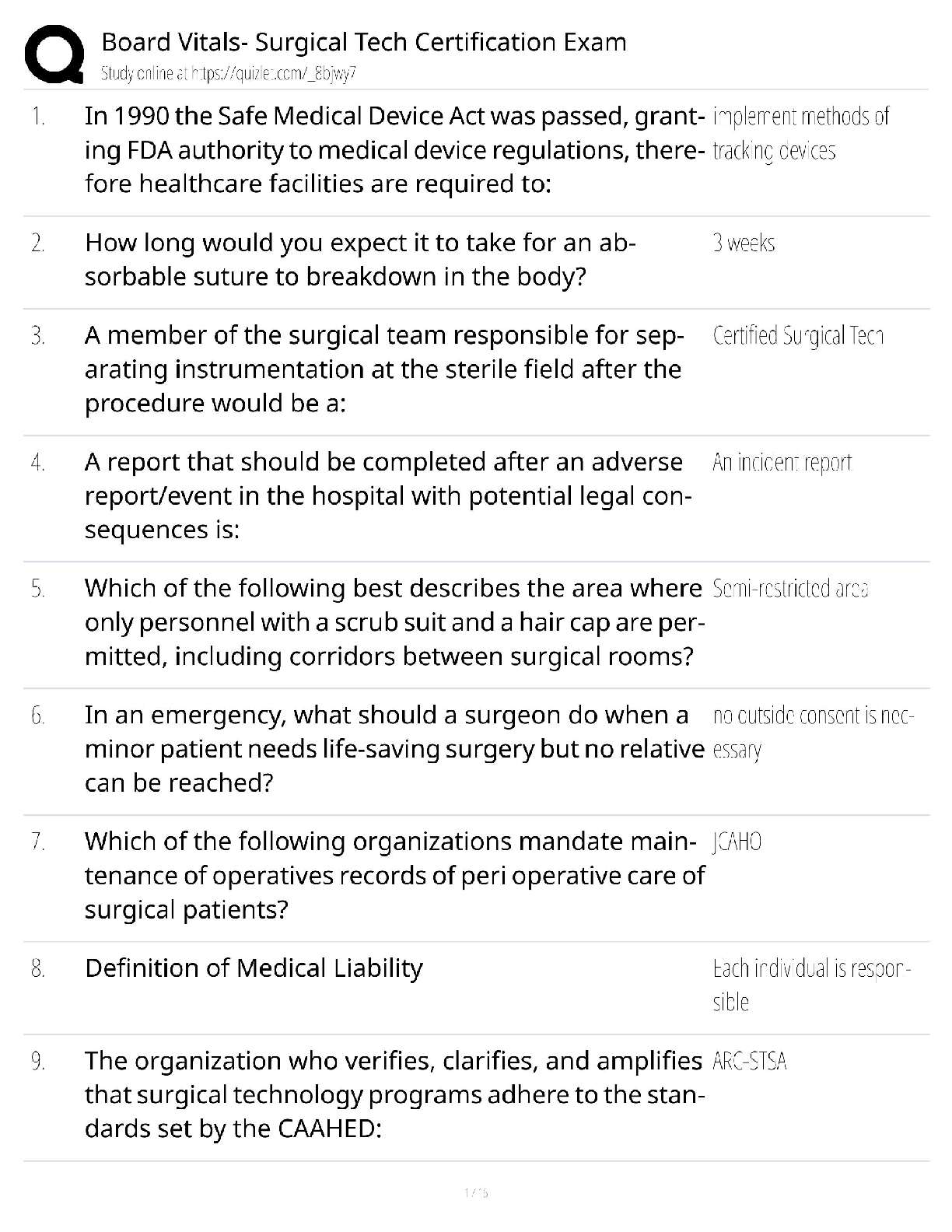 Recommended document preview for Board Vitals Surgical Tech Exam / CST Certification Prep / Study Guide 2026 / Score 100%