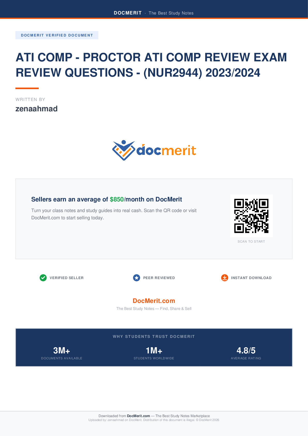 Preview of ati comp proctor ati comp review exam review questions nur 2026