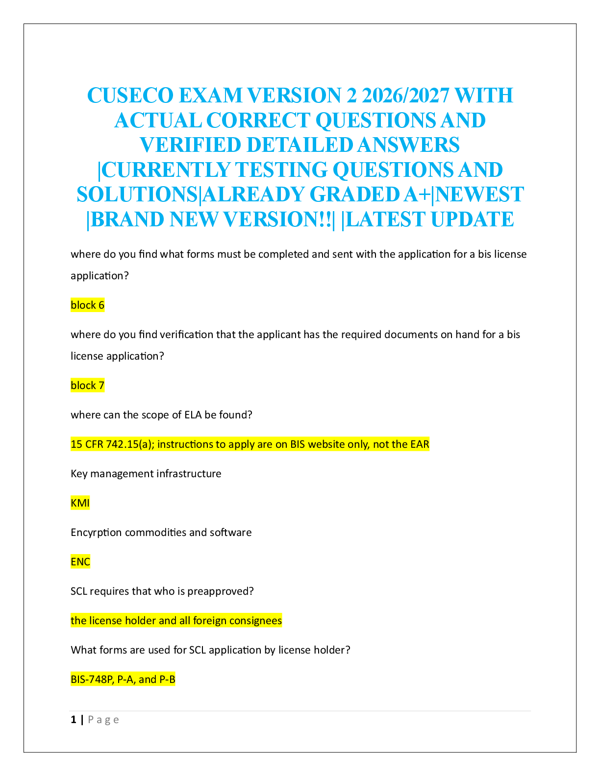 Recommended document preview for CUSECO EXAM VERSION 2 2026/2027