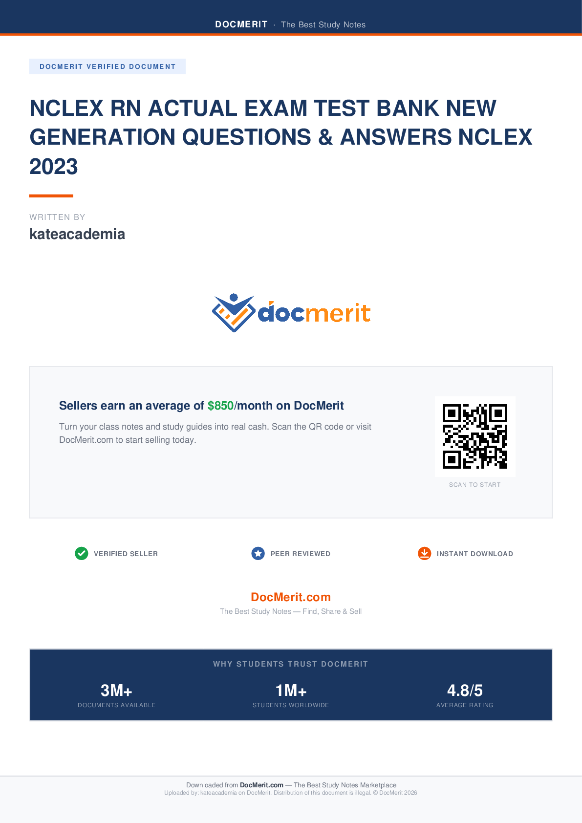 Recommended document preview for NCLEX RN ACTUAL EXAM TEST BANK WITH REAL AND EXACT EXAM QUESTIONS & ANSWERS NCLEX EXAM 860+ Q&A