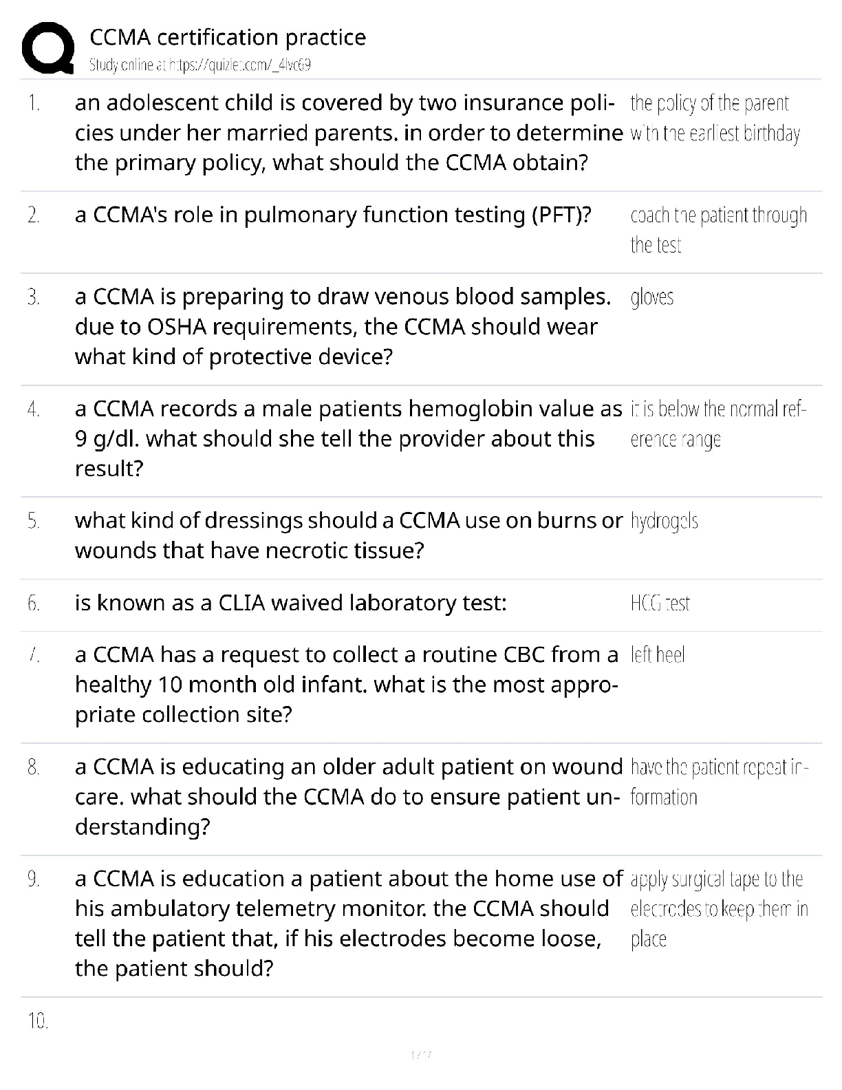 Recommended document preview for CCMA Certification Practice Test / NHA Exam Prep / Study Guide 2026 / Score 100%