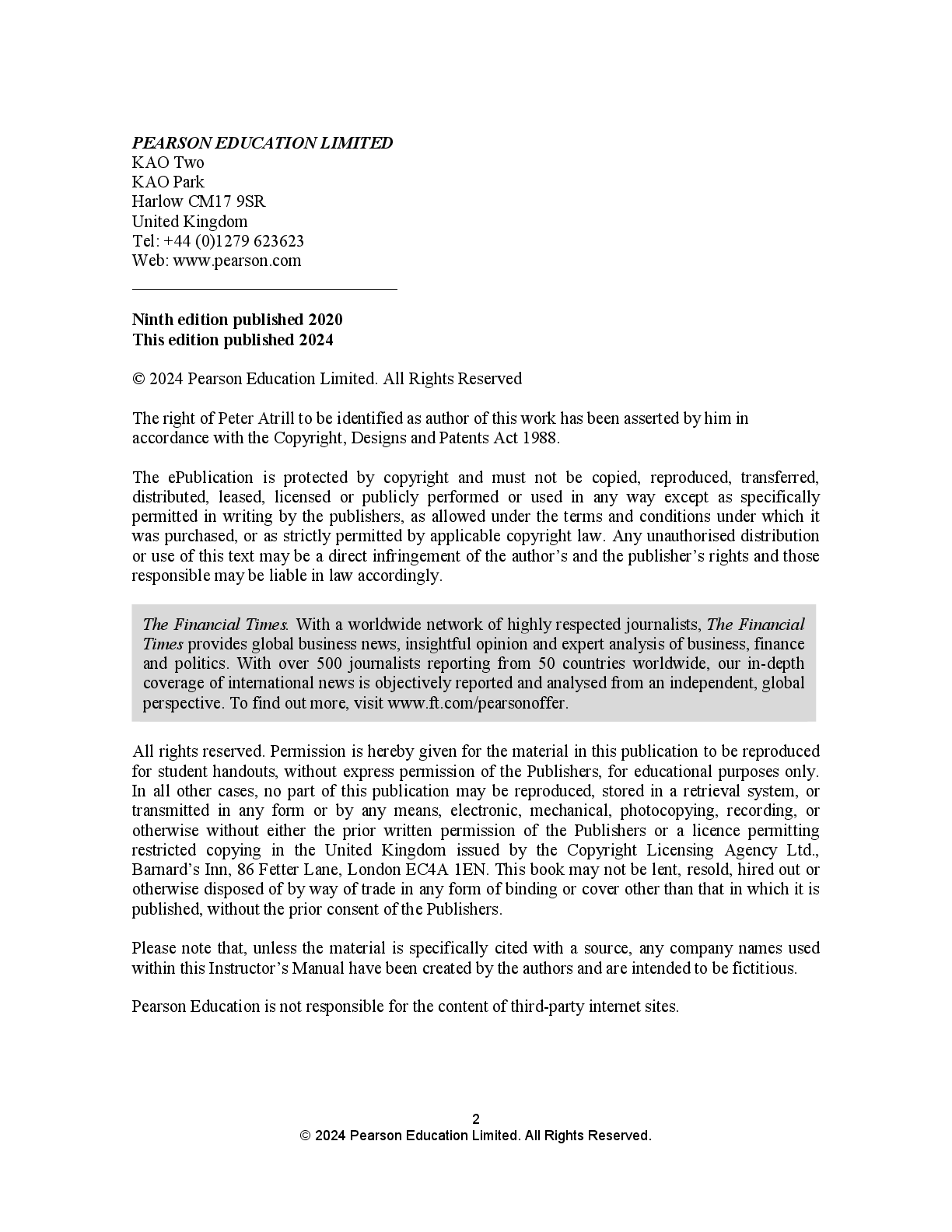 Recommended document preview for Instructor Manual Financial Management for Decision Makers 10th Edition By Peter Atrill Chapters 1-13