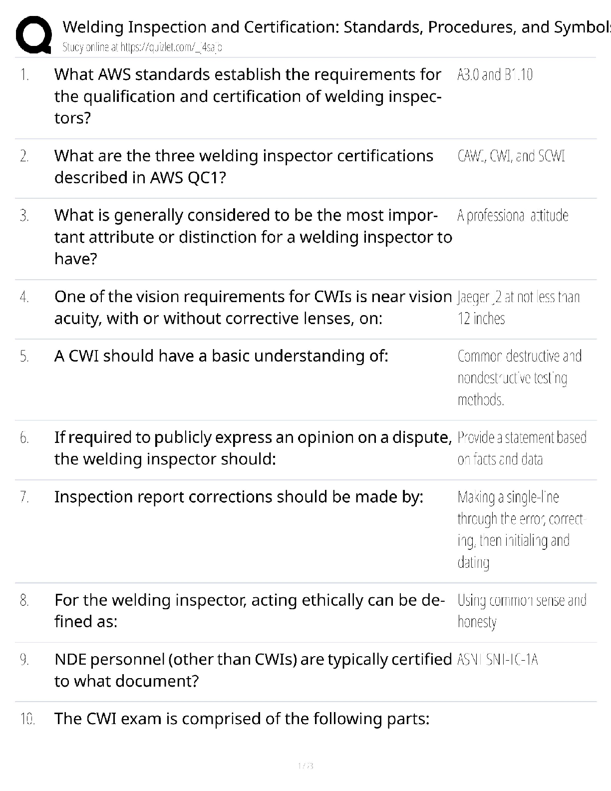 Recommended document preview for Welding Inspection Certification / CWI Exam Prep / Symbols Guide / 2026 Update
