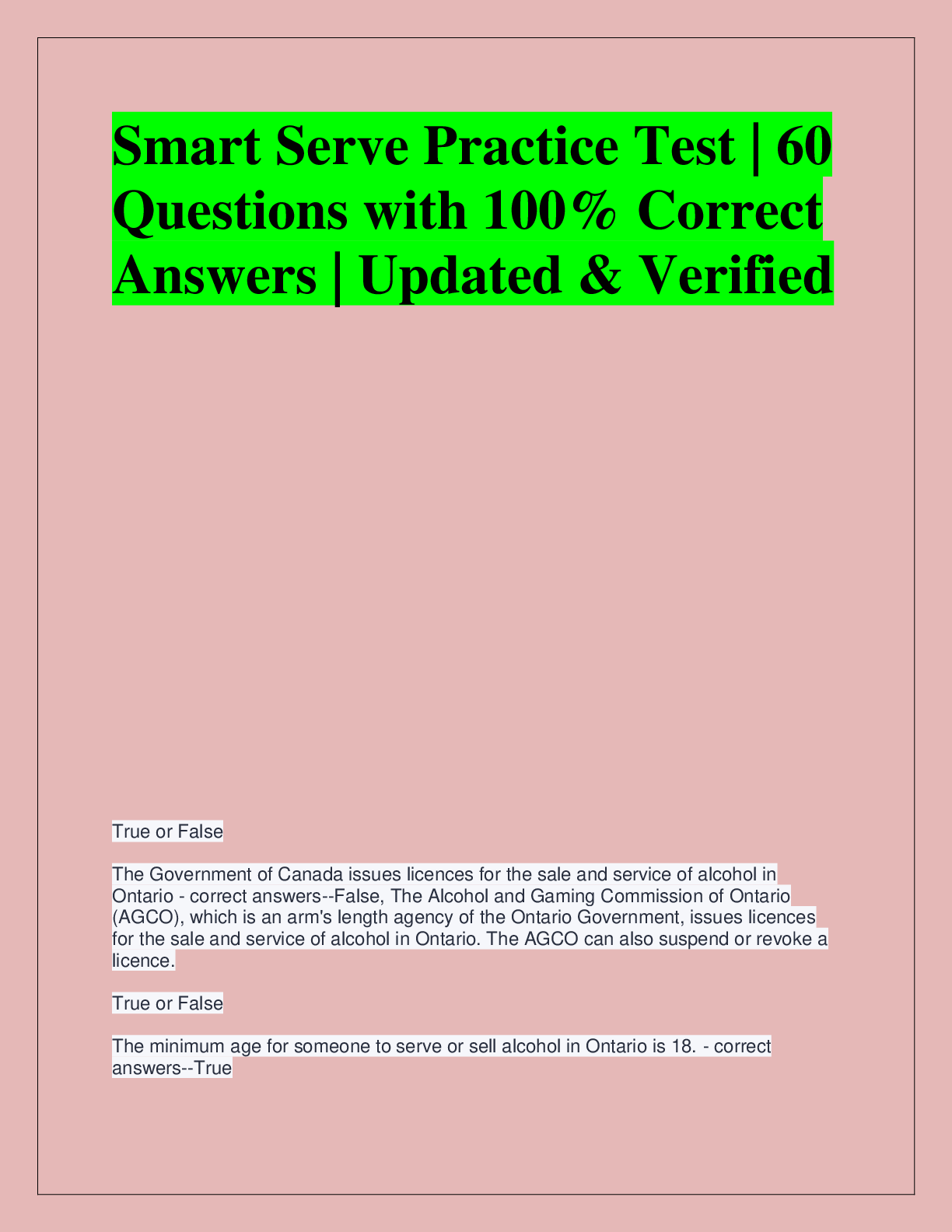 Recommended document preview for SLS STUDY  GUIDE FOR  FINAL  EXAM Q/A