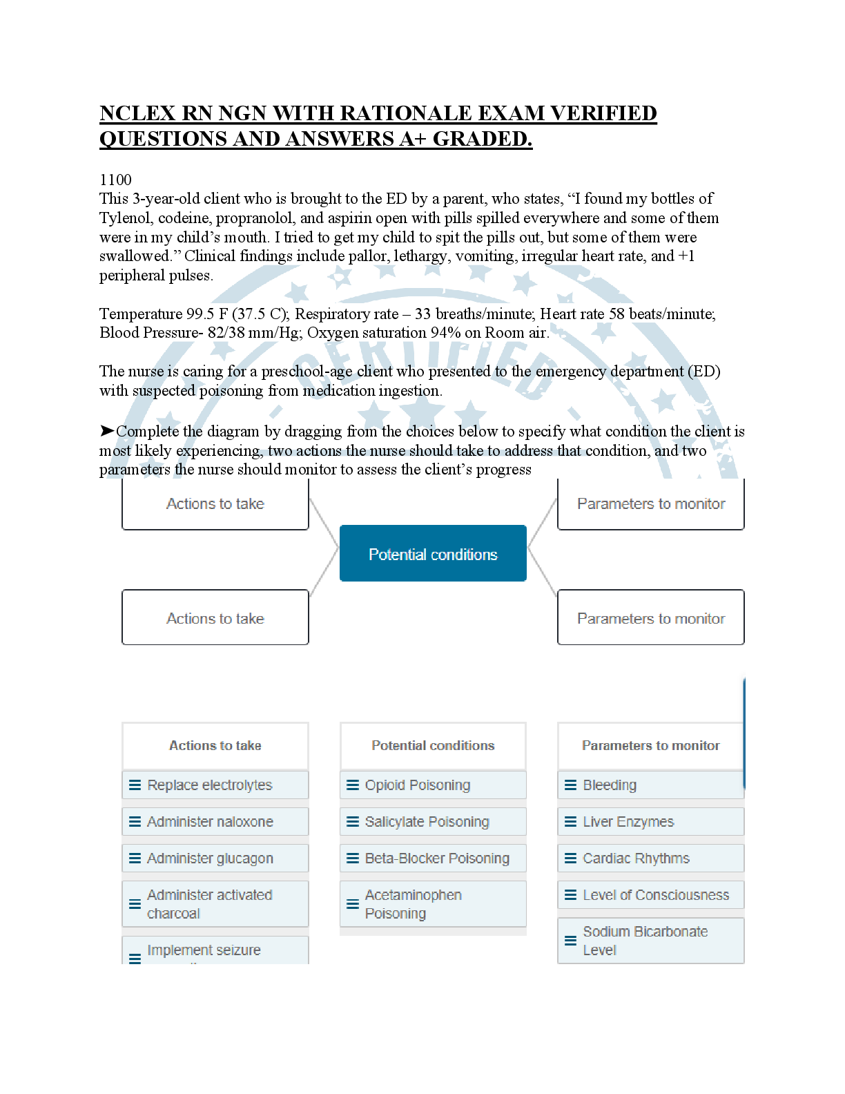 Recommended document preview for NCLEX RN NGN WITH RATIONALE EXAM VERIFIED QUESTIONS AND ANSWERS A+ GRADED.