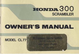 Recommended document preview for Honda CL77 300 Scrambler Owners Manual